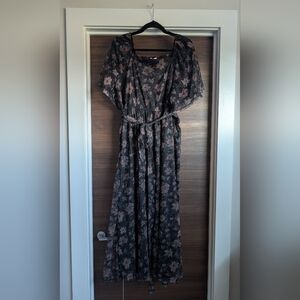 Floral Black and Pink Women's Dress